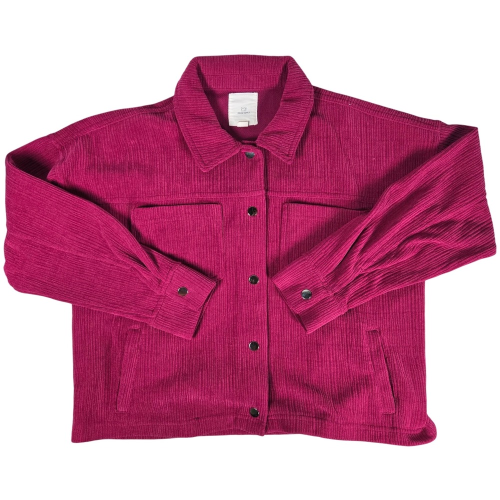 Thread Supply Corduroy‎ Shirt Jacket Women XS Berry Button Front Pockets